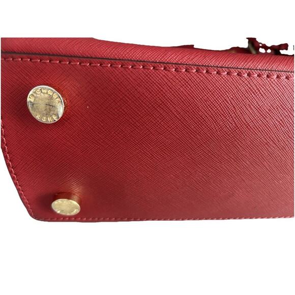 Michael Kors Sutton Red Satchel Saffiano Leather Structured Crossbody Bag MK 328 - Picture 16 of 16